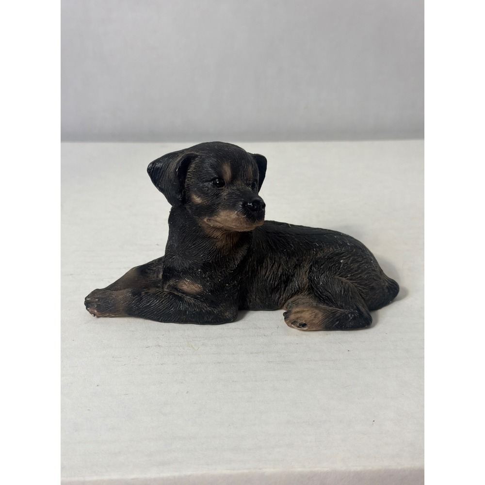 Young's Inc Rottweiler Puppy Dog Figurine Black Tan Resin Statue Collectible